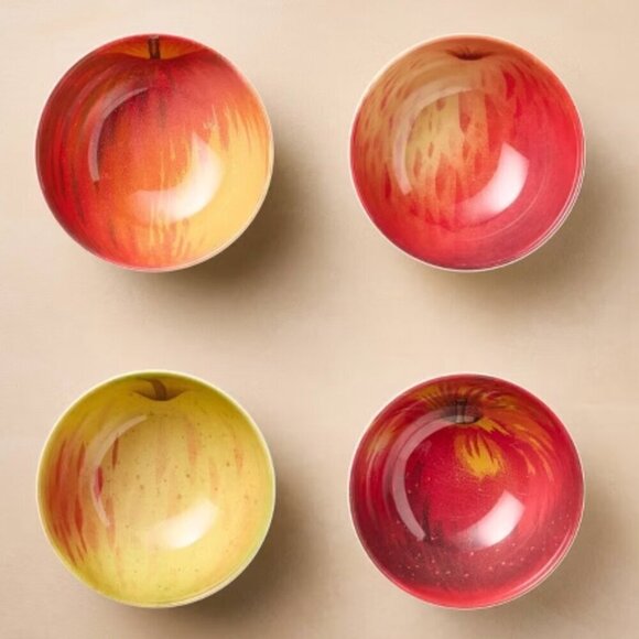 John Derian for Target 4 Pack Small Melamine Apple Dessert Bowls Fall Decor - Picture 1 of 8